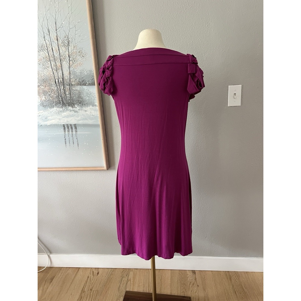 Cynthia Rowley Dress Pink Knit Stretch dress Sz Medium Boat Neck Loop sleeve - Picture 2 of 9